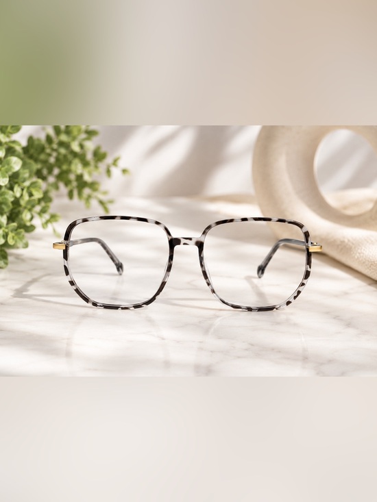 Zeelool Accessories - Tortoiseshell Square Women's Glasses - Subtle Gray Pattern